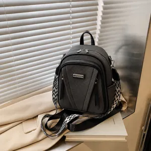 Women's Casual PU Leather Backpack Large Capacity Solid Color Minimalist Travel School Bag Fashion Daypack