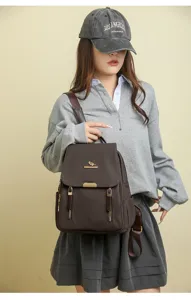 Zaino marrone vintage da donna zaino da viaggio casual con eleganti tasche frontali