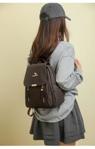 Zaino in tessuto Oxford impermeabile da donna, elegante borsa da viaggio casual.