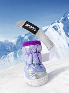 Winter warm pet dog snow boots with reflective magic tape design, waterproof and anti-slip.