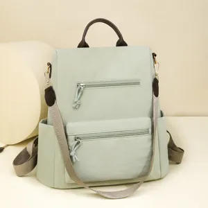 Women Casual Oxford Cloth Backpack Large Capacity Multi-Pocket School Bag Fashion Travel Commuter Daypack Bookbag