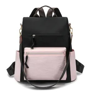 Stylish women anti-theft backpack casual black pink school bookbag large capacity
