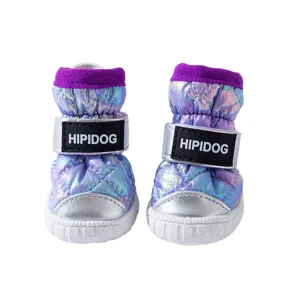 Winter Warm Dog Snow Boots Waterproof Anti-Slip Fleece Lined Pet Shoes for Small Dogs