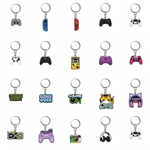 Llavero de Goma Suave PVC con Diseño de Mando de Juegos Lindo Coche Bolsa Auriculares Colgante Accesorios de Moda Encanto Regalo