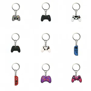 Llaveros de mando de juego de silicona, anillos coloridos y lindos para bolsos y llaves de auto.
