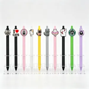 Lindo juego de bolígrafos de gel para gatos, 10 piezas de bolígrafos kawaii con amuletos.