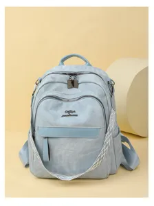 Sac a dos femme cuir souple retro tendance grande capacite loisir voyage sac bleu