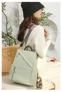 Women's casual large capacity backpack daily travel anti-theft shoulder bag detail view.