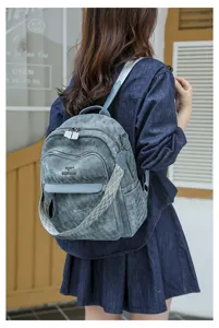 Sac à dos souple rétro pour femme élégant sac de jour décontracté avec large sangle