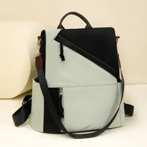 Women backpack casual large capacity anti-theft travel bag fashion contrast color schoolbag