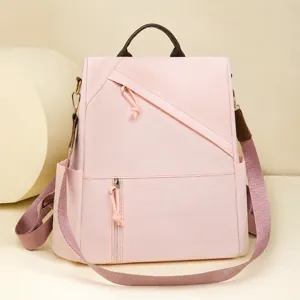 Women anti-theft backpack large capacity casual stylish pink travel school bag daypack