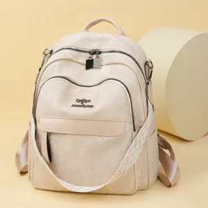 Femmes vintage sac à dos en cuir souple loisirs multifonctionnel voyage sac cartable