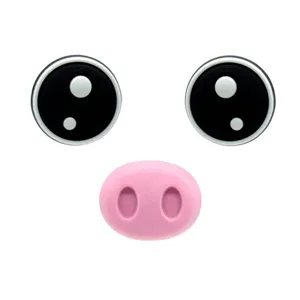 Jolis accessoires de breloques de chaussures 3D PVC, visage de cochon dessin animé