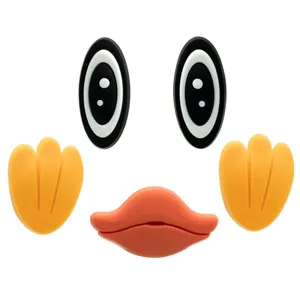 Ensemble de charms pour chaussures en PVC canard 3D, accessoires rigolos yeux becs pieds.