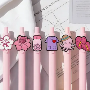 Cute pink nurse themed ballpoint pens with soft silicone charms, smooth writing student gift.