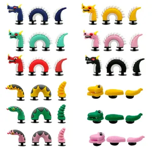 PVC cartoon animal shoe charms for garden clogs, cute dragon shoe accessories pvc parts.