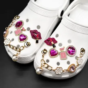 Alloy Metal Clog Shoe Charms Rhinestone Pearl DIY Shoe Buckle Accessories For Women Sandals Jewelry Decoration