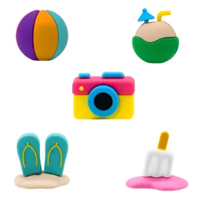 Ensemble de charms de chaussures 3D en PVC coloré pour sabots sandales décoration style plage