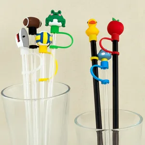 Capuchones de Paja de Silicona 3D Tapones Reutilizables para Pajitas Cubiertas Antipolvo
