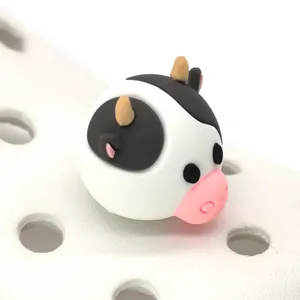 3D cartoon cow shoe charm PVC cute animal jibbitz decoration for garden clogs shoes accessory