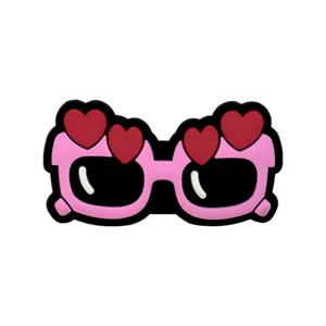 Pink heart sunglasses bag charm PVC DIY accessory for beach hole bags and cute shoe decorations.