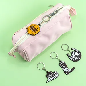 Westerse cowboy canvas etui set met leuke sleutelhangers voor school en dagelijks gebruik.