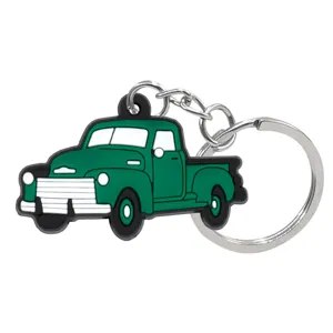Leuke vintage truck sleutelhanger PVC cartoon auto sleutelring tas hanger decoratie