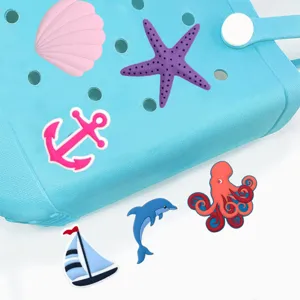 Oceaan thema schoenbedels voor clogs, schattige zeester schelp anker PVC accessoires voor strandtas.