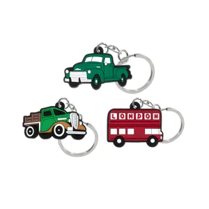 Schattige cartoon London stijl sleutelhanger set PVC vintage auto dubbeldekker bus tas bedel