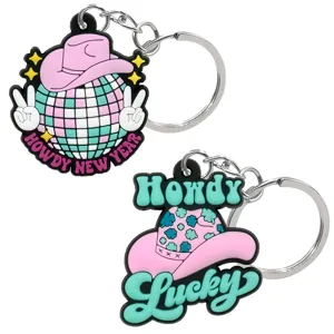 Roze schattige discobal cowboyhoed sleutelhanger esthetische tassenhanger trendy accessoire