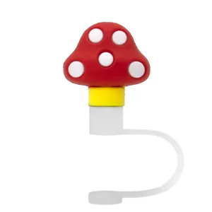 Lindo gorro de paja de silicona con champiñón 3D reutilizable tapa antipolvo para taza