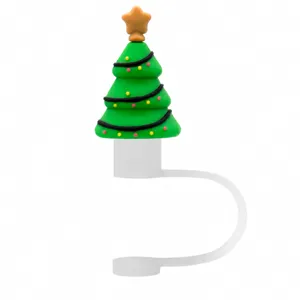 Chapeau de paille en silicone arbre de noël mignon bouchon anti-poussière accessoire