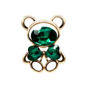 Pendentif chaussure ours en métal cristal sabots accessoires sac de plage déco or vert