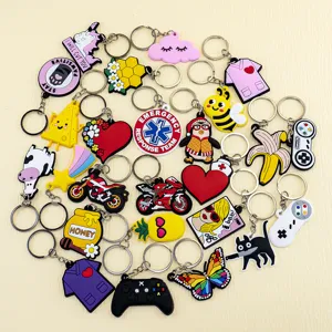 PVC zacht rubberen sleutelhanger detail, schattige cartoon hangers en tas accessoires.