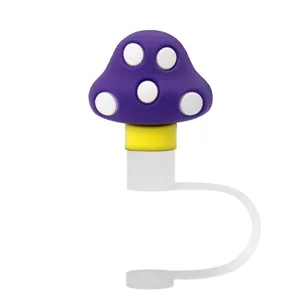 3D Silicona Hongo Cubierta de Paja Lindo Topper de Paja Tapa A Prueba de Polvo Accesorios Taza