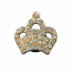 Metal crown shoe charms rhinestone sparkly shoe decoration accessories for women girls cute DIY