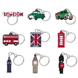 Leuke Cartoon Britse Stijl Sleutelhanger PVC Londen Bus Big Ben Telefooncel Sleutelhanger Auto Tas Hanger Sieraden