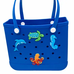 Mariene Dieren PVC Tas Bedels Zeester Krab Schildpad Anker Ontwerp Schattige Strand Gaten Tas Accessoires DIY Hanger