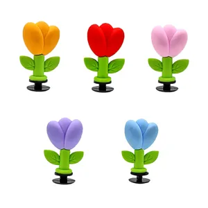 Colorful tulip shoe charms for clogs 3D flower shoe decorations cute beach sandals accessories