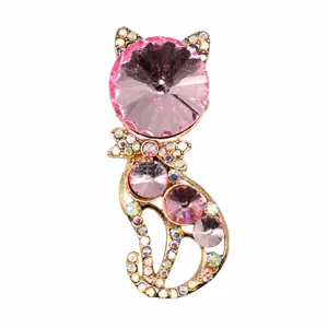Metal Rhinestone Cat Shoe Charms DIY Alloy Shoe Buckle Accessories Bling Jewelry Clog Pins