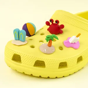 Charms de chaussures de plage hawaïenne 3D pour sabots, décoration d'été mignonne.