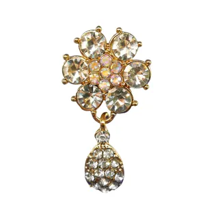 Gold rhinestone flower shoe charms for clogs, sparkling crystal DIY decorative accessories.