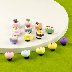 Cute 3D mini cake shoe charms PVC decorative buckles for garden clogs footwear accessories