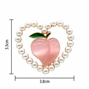 Charm sac coeur peche perle mignon accessoires de sabots pendentif decoratif 3.5cm rose