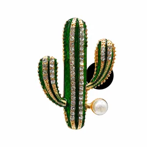 Broche cactus strass accessoire de sac pendentif cristal scintillant décoration élégante