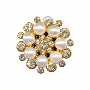 Metal rhinestone shoe charm DIY flower pearl buckle for clogs garden shoes decor