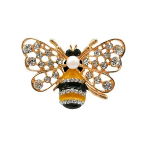 Accessoire de chaussure abeille en métal strass cristal alliage clog pin diy jaune