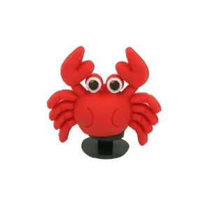 Cute 3D red crab shoe charm PVC clog accessories detail view for garden shoes decoration