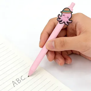 Cute pink octopus gel pen with adorable cartoon topper smooth writing stationery gift for students
