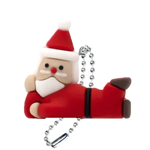 Schattige 3D kerstman siliconen sleutelhanger bedel metalen kralenketting detail view